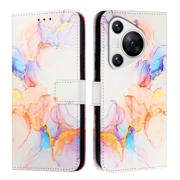 For Huawei Pura 70 PT003 Marble Pattern Flip Leather Phone Case(LS004 Marble White)