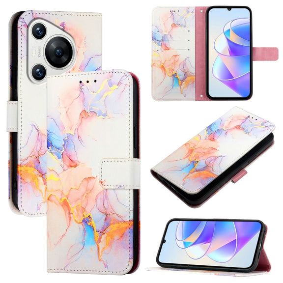 For Huawei Pura 70 PT003 Marble Pattern Flip Leather Phone Case(LS004 Marble White)
