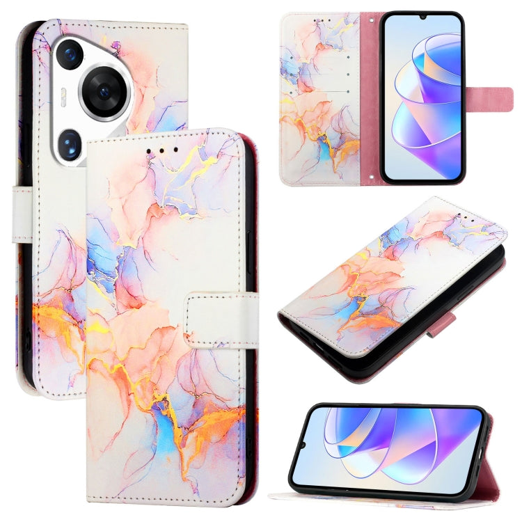 For Huawei Pura 70 Pro / 70 Pro+ PT003 Marble Pattern Flip Leather Phone Case(LS004 Marble White)