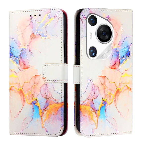 For Huawei Pura 70 Pro / 70 Pro+ PT003 Marble Pattern Flip Leather Phone Case(LS004 Marble White)