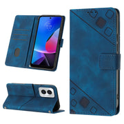 For Motorola Moto G Play 4G 2024 Skin Feel Embossed Leather Phone Case(Blue)