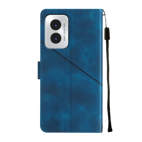 For Motorola Moto G Play 4G 2024 Skin Feel Embossed Leather Phone Case(Blue)