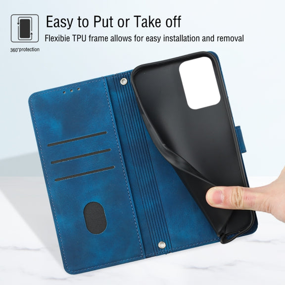 For Motorola Moto G Play 4G 2024 Skin Feel Embossed Leather Phone Case(Blue)