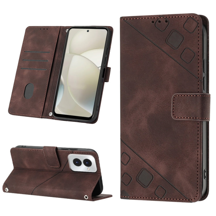 For Motorola Moto G Power 5G 2024 Skin Feel Embossed Leather Phone Case(Brown)