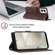 For Motorola Moto G Power 5G 2024 Skin Feel Embossed Leather Phone Case(Brown)