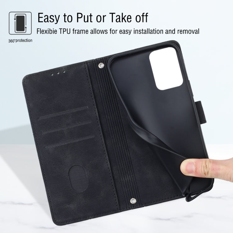 For Motorola Moto G Power 5G 2024 Skin Feel Embossed Leather Phone Case(Black)