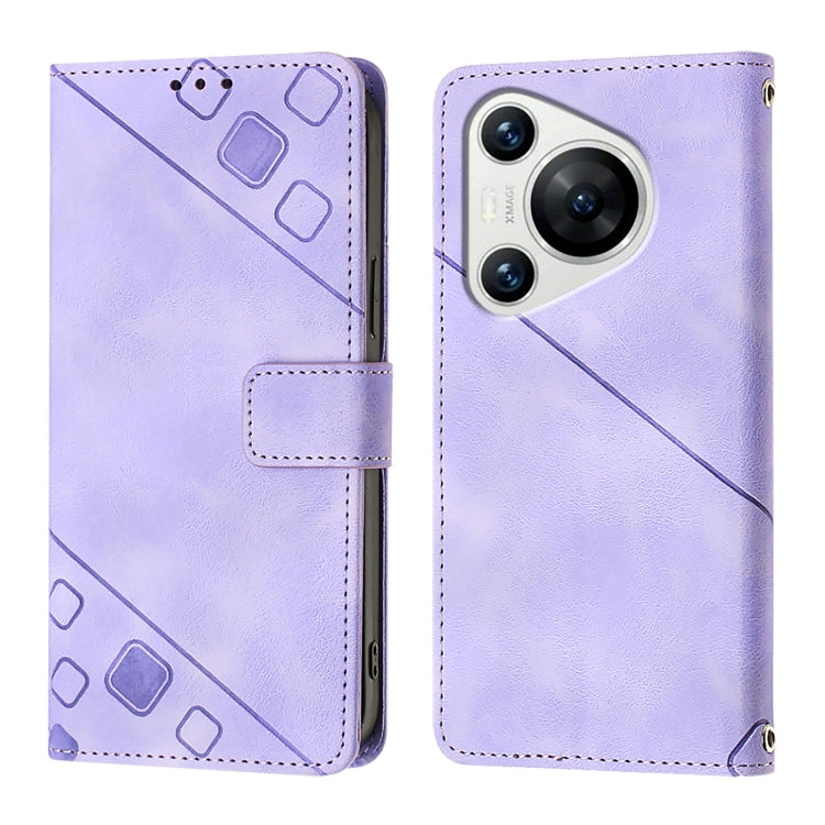 For Huawei Pura 70 Skin Feel Embossed Leather Phone Case(Light Purple)