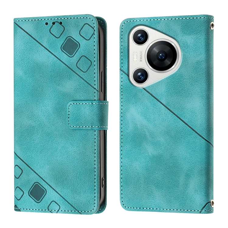 For Huawei Pura 70 Skin Feel Embossed Leather Phone Case(Green)