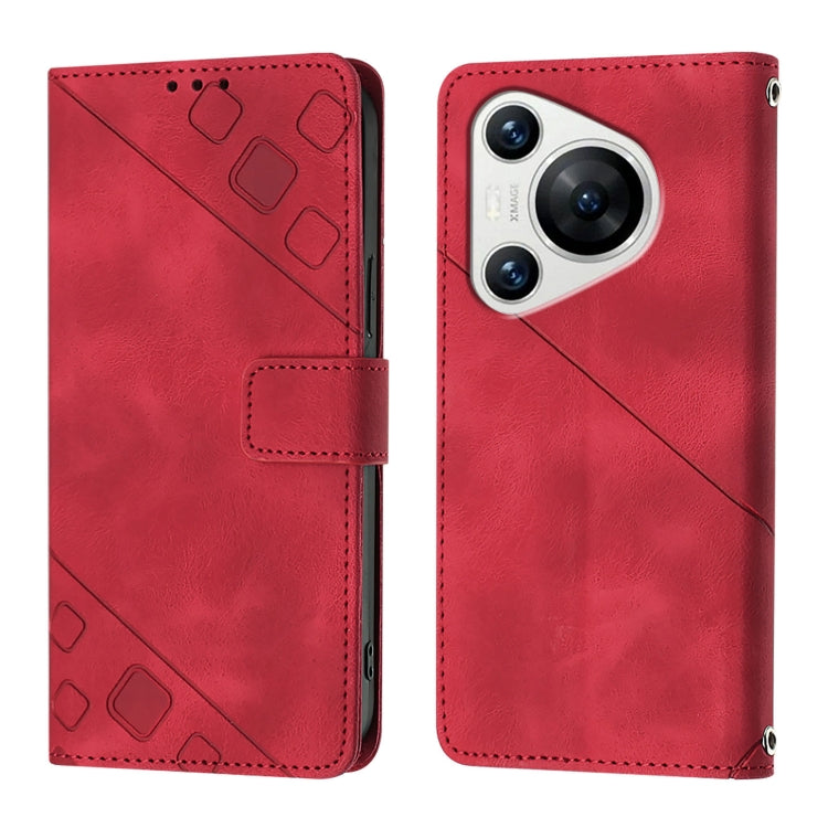 For Huawei Pura 70 Skin Feel Embossed Leather Phone Case(Red)