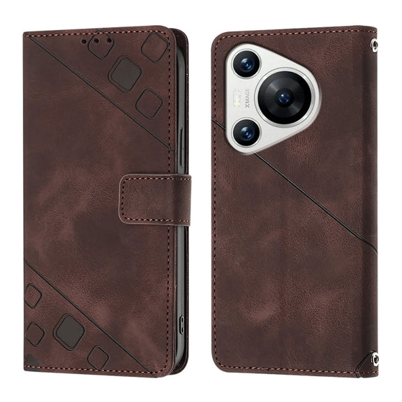For Huawei Pura 70 Skin Feel Embossed Leather Phone Case(Brown)