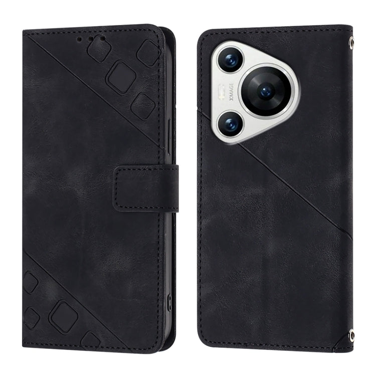 For Huawei Pura 70 Skin Feel Embossed Leather Phone Case(Black)
