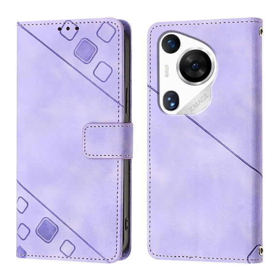 For Huawei Pura 70 Pro Skin Feel Embossed Leather Phone Case(Light Purple)