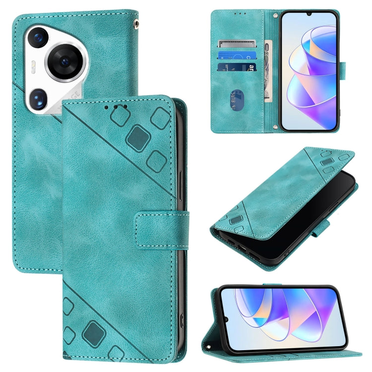 For Huawei Pura 70 Pro Skin Feel Embossed Leather Phone Case(Green)
