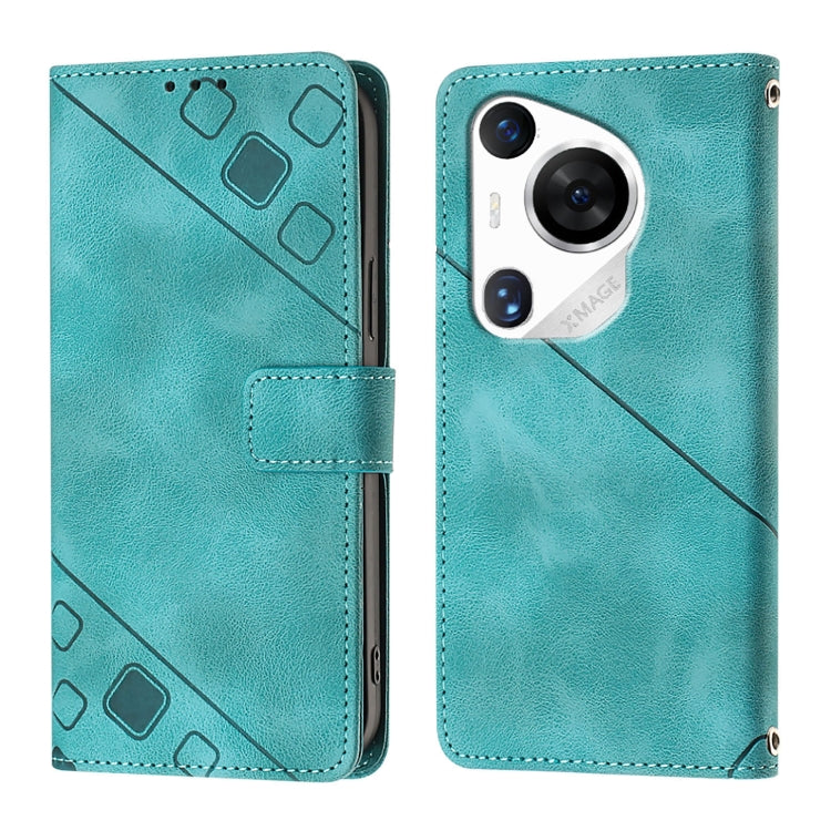 For Huawei Pura 70 Pro Skin Feel Embossed Leather Phone Case(Green)