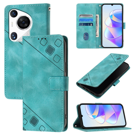 For Huawei Pura 70 Pro Skin Feel Embossed Leather Phone Case(Green)