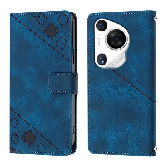 For Huawei Pura 70 Pro Skin Feel Embossed Leather Phone Case(Blue)