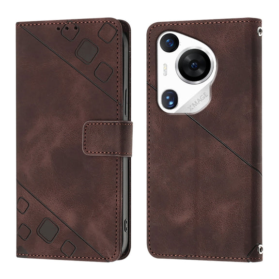 For Huawei Pura 70 Pro Skin Feel Embossed Leather Phone Case(Brown)