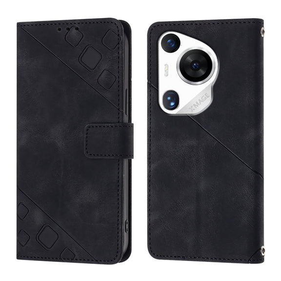 For Huawei Pura 70 Pro Skin Feel Embossed Leather Phone Case(Black)