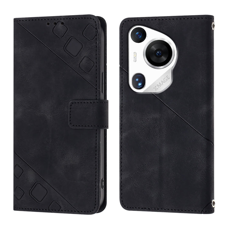 For Huawei Pura 70 Pro Skin Feel Embossed Leather Phone Case(Black)