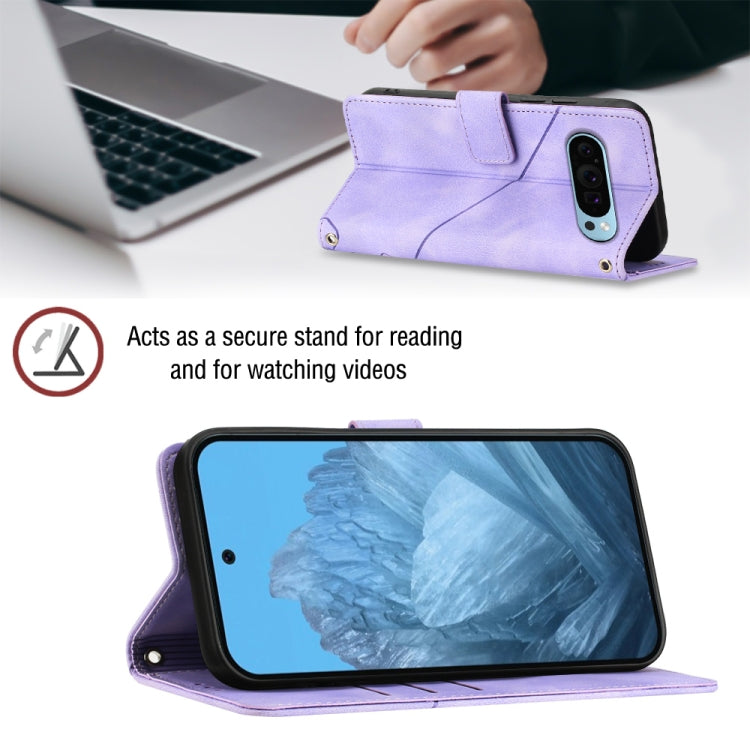 For Google Pixel 9 / 9 Pro Skin-feel Embossed Leather Phone Case(Light Purple)