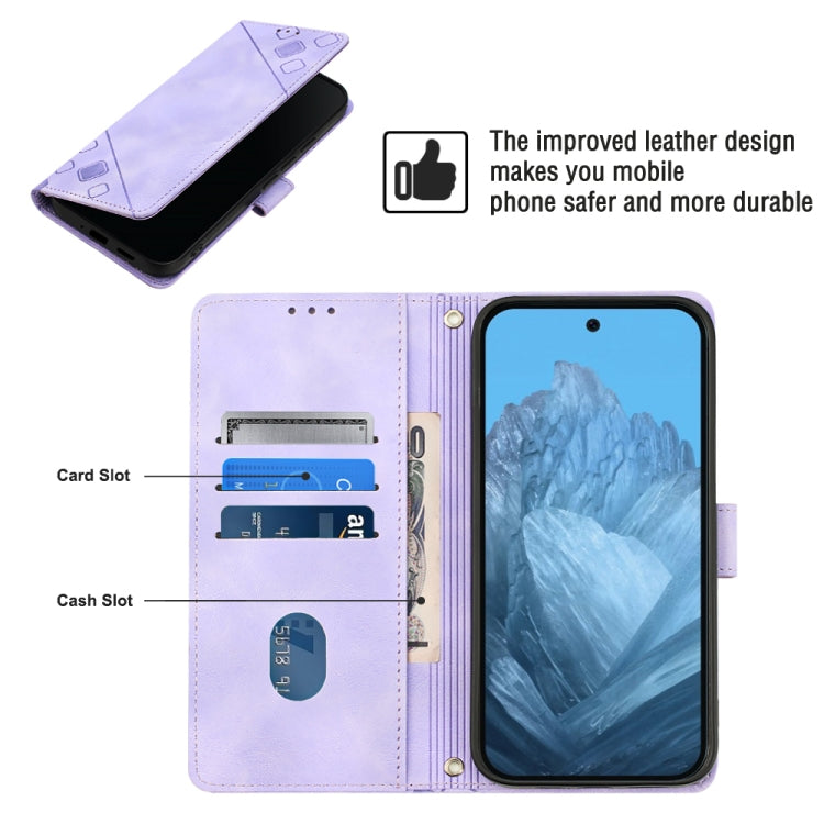For Google Pixel 9 / 9 Pro Skin-feel Embossed Leather Phone Case(Light Purple)