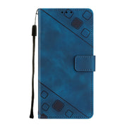 For Google Pixel 9 / 9 Pro Skin-feel Embossed Leather Phone Case(Blue)