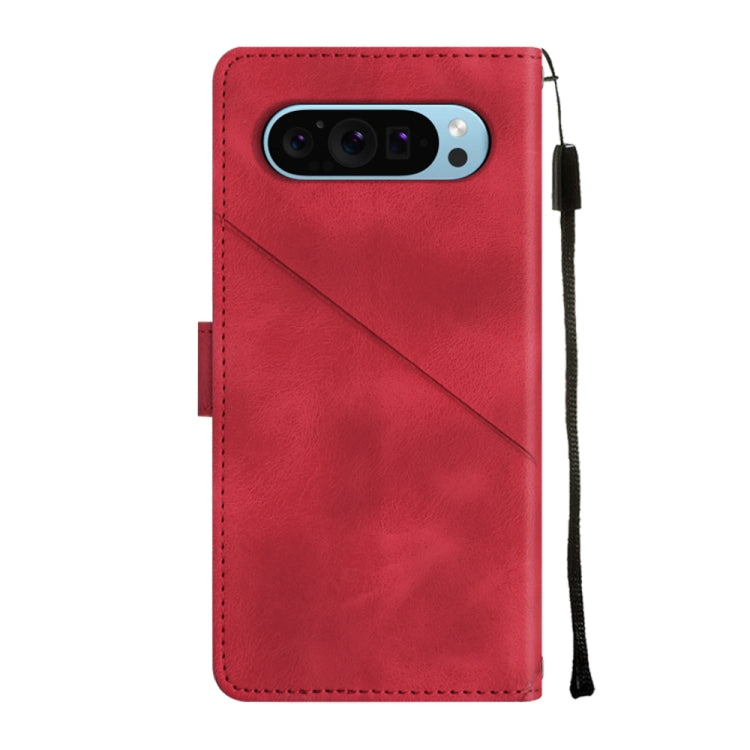 For Google Pixel 9 / 9 Pro Skin-feel Embossed Leather Phone Case(Red)