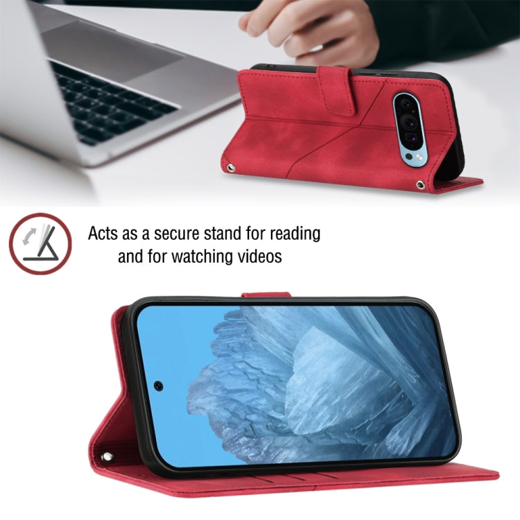 For Google Pixel 9 / 9 Pro Skin-feel Embossed Leather Phone Case(Red)