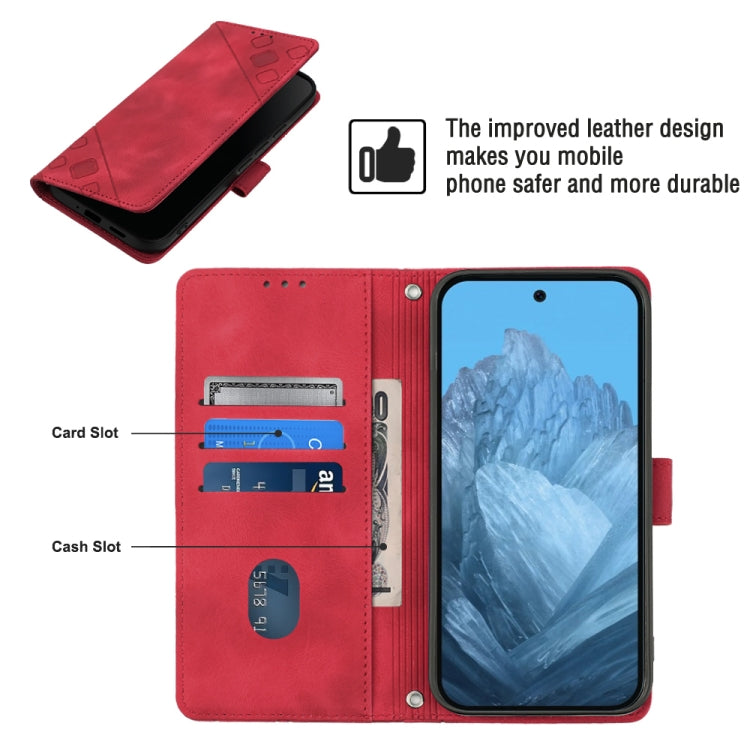 For Google Pixel 9 / 9 Pro Skin-feel Embossed Leather Phone Case(Red)