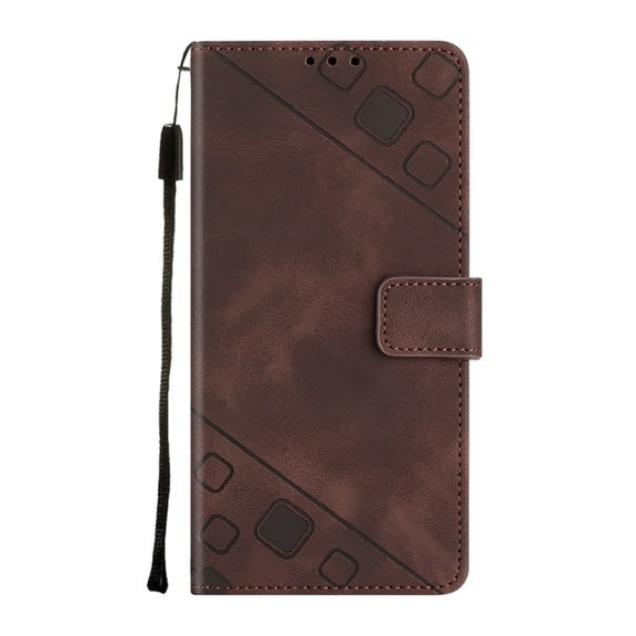 For Google Pixel 9 / 9 Pro Skin-feel Embossed Leather Phone Case(Brown)