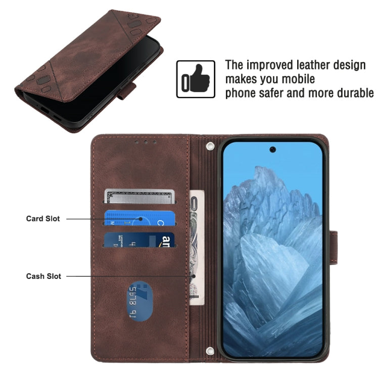 For Google Pixel 9 / 9 Pro Skin-feel Embossed Leather Phone Case(Brown)