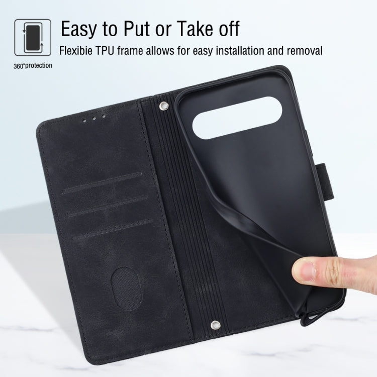 For Google Pixel 9 / 9 Pro Skin-feel Embossed Leather Phone Case(Black)