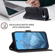 For Google Pixel 9 / 9 Pro Skin-feel Embossed Leather Phone Case(Black)