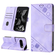 For Google Pixel 9 Pro XL Skin-feel Embossed Leather Phone Case(Light Purple)