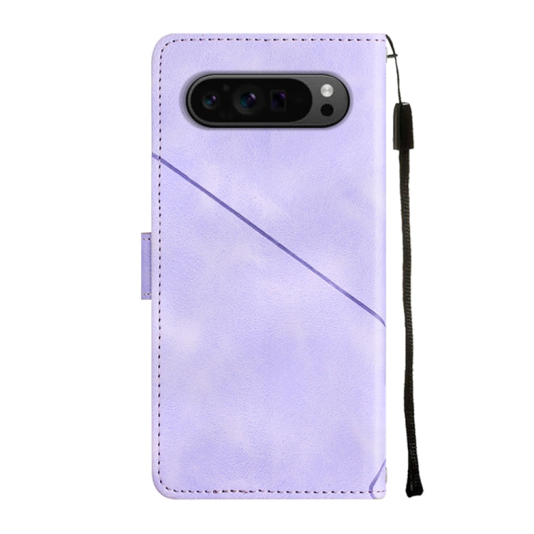 For Google Pixel 9 Pro XL Skin-feel Embossed Leather Phone Case(Light Purple)