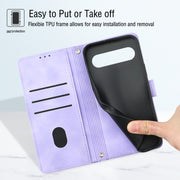 For Google Pixel 9 Pro XL Skin-feel Embossed Leather Phone Case(Light Purple)