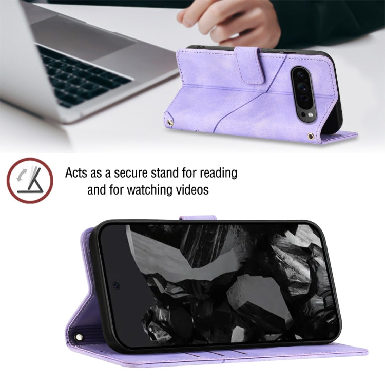 For Google Pixel 9 Pro XL Skin-feel Embossed Leather Phone Case(Light Purple)