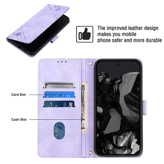 For Google Pixel 9 Pro XL Skin-feel Embossed Leather Phone Case(Light Purple)