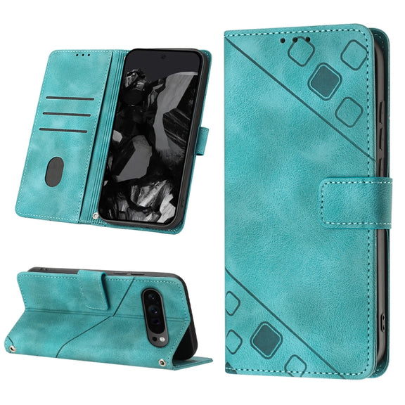 For Google Pixel 9 Pro XL Skin-feel Embossed Leather Phone Case(Green)