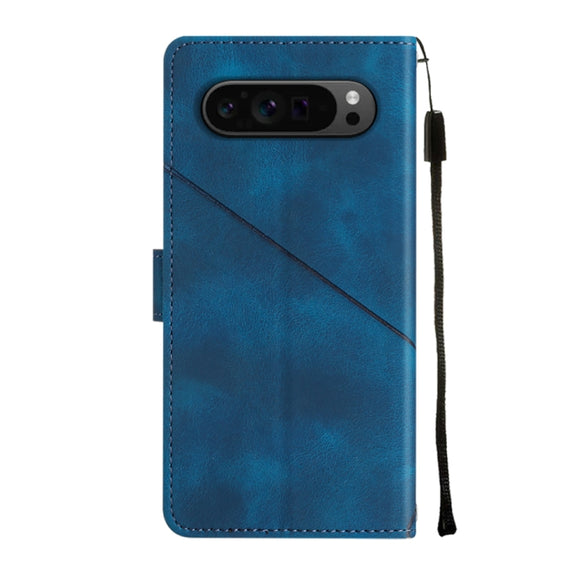 For Google Pixel 9 Pro XL Skin-feel Embossed Leather Phone Case(Blue)
