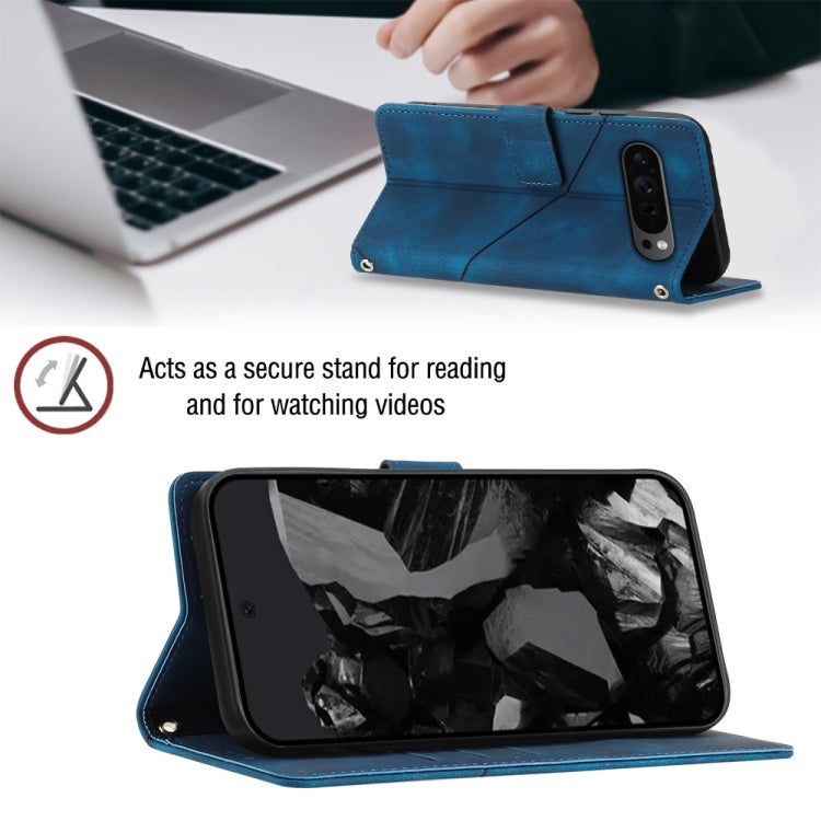 For Google Pixel 9 Pro XL Skin-feel Embossed Leather Phone Case(Blue)