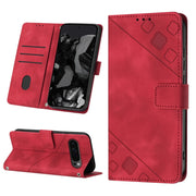 For Google Pixel 9 Pro XL Skin-feel Embossed Leather Phone Case(Red)