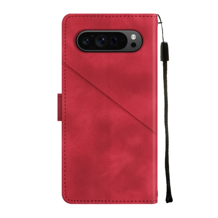 For Google Pixel 9 Pro XL Skin-feel Embossed Leather Phone Case(Red)