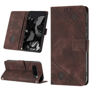 For Google Pixel 9 Pro XL Skin-feel Embossed Leather Phone Case(Brown)