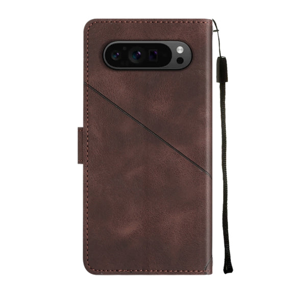 For Google Pixel 9 Pro XL Skin-feel Embossed Leather Phone Case(Brown)