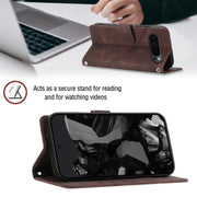 For Google Pixel 9 Pro XL Skin-feel Embossed Leather Phone Case(Brown)