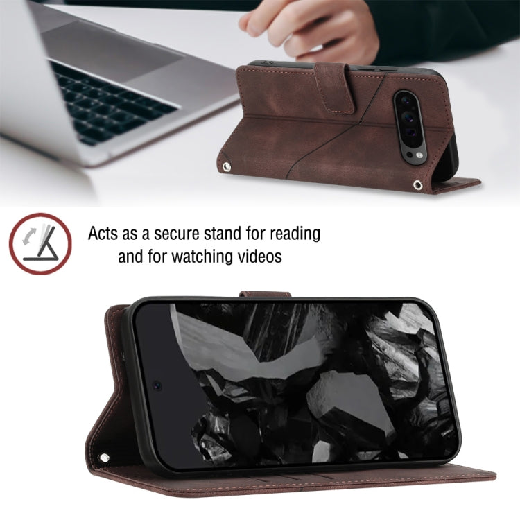 For Google Pixel 9 Pro XL Skin-feel Embossed Leather Phone Case(Brown)