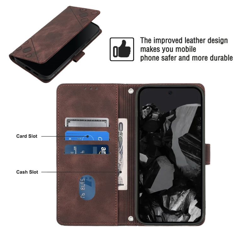 For Google Pixel 9 Pro XL Skin-feel Embossed Leather Phone Case(Brown)