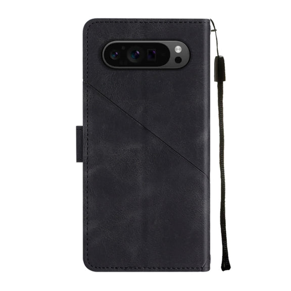 For Google Pixel 9 Pro XL Skin-feel Embossed Leather Phone Case(Black)