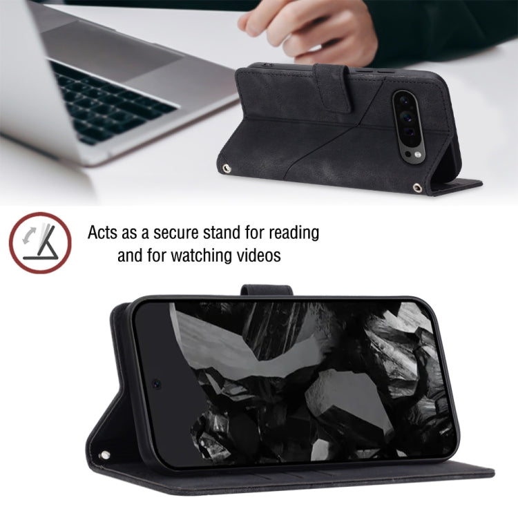 For Google Pixel 9 Pro XL Skin-feel Embossed Leather Phone Case(Black)